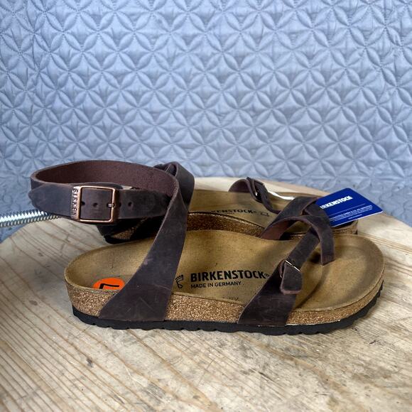 Birkenstock Sandals Women's 7 (38) Yara Brown Oiled Leather NWT - Picture 2 of 8